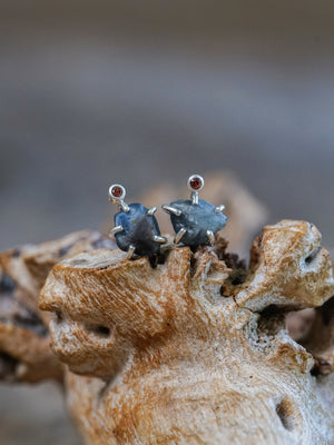 Rough Sapphire Stud Earrings - Gardens of the Sun | Ethical Jewelry