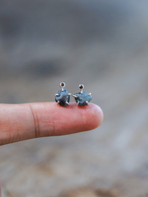 Rough Sapphire Stud Earrings - Gardens of the Sun | Ethical Jewelry