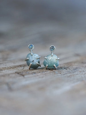 Rough Sapphire Stud Earrings - Gardens of the Sun | Ethical Jewelry