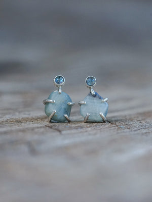 Rough Sapphire Stud Earrings - Gardens of the Sun | Ethical Jewelry