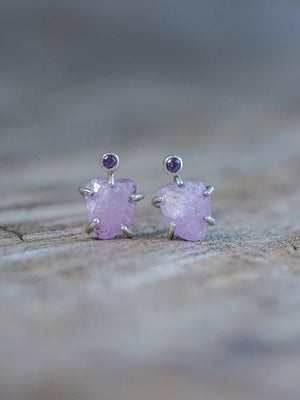 Rough Sapphire Stud Earrings - Gardens of the Sun | Ethical Jewelry