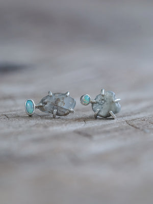 Rough Sapphire Stud Earrings - Gardens of the Sun | Ethical Jewelry