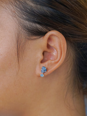 Rough Sapphire Stud Earrings - Gardens of the Sun | Ethical Jewelry