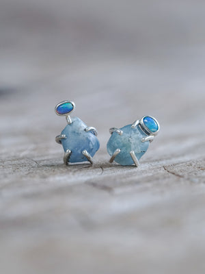 Rough Sapphire Stud Earrings - Gardens of the Sun | Ethical Jewelry