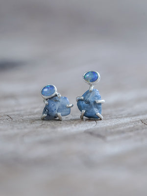 Rough Sapphire Stud Earrings - Gardens of the Sun | Ethical Jewelry