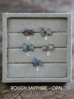 Rough Sapphire Stud Earrings - Gardens of the Sun | Ethical Jewelry