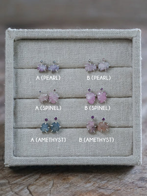 Rough Sapphire Stud Earrings - Gardens of the Sun | Ethical Jewelry