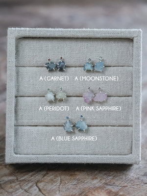Rough Sapphire Stud Earrings - Gardens of the Sun | Ethical Jewelry