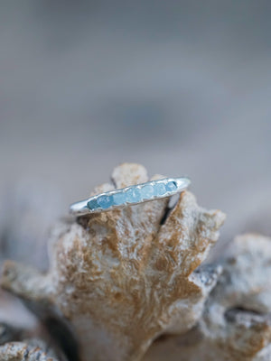 Rough Aquamarine Ring with Hidden Gems