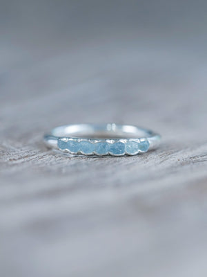 Rough Aquamarine Ring with Hidden Gems in recycled sterling silver