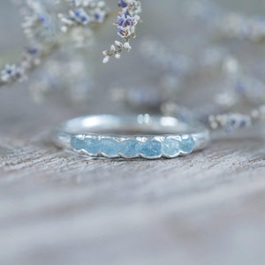 Rough Aquamarine Ring with Hidden Gems in sterling silver
