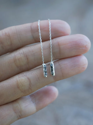 Rough Diamond Threader Earrings with Hidden Gems in recycled sterling silver