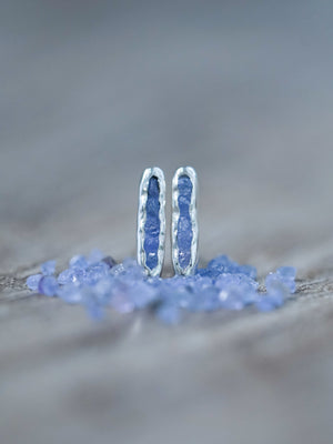 Rough Tanzanite Earrings with Hidden Gems in recycled sterling silver