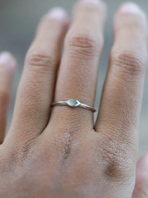 Blue Diamond Signet Ring in Sterling Silver