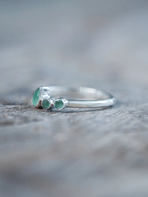 Round and Pear Emerald Ring