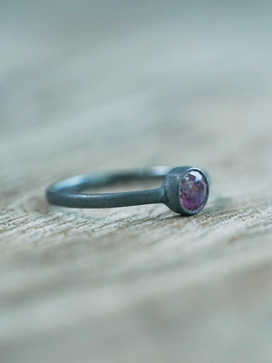 Ruby Ring in Oxidized Recycled Sterling Silver