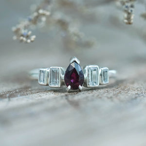 Ruby and Zircon Ring in Silver