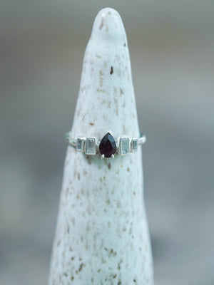 Ruby and Zircon Ring in Sterling Silver
