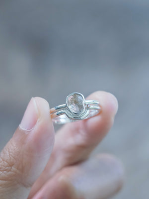 Rustic Diamond Slice Ring Set - Gardens of the Sun | Ethical Jewelry