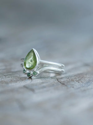 Sphene and Green Garnet Ring Set - Gardens of the Sun | Ethical Jewelry