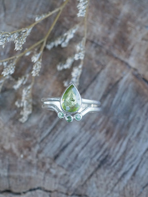 Sphene and Green Garnet Ring Set - Gardens of the Sun | Ethical Jewelry