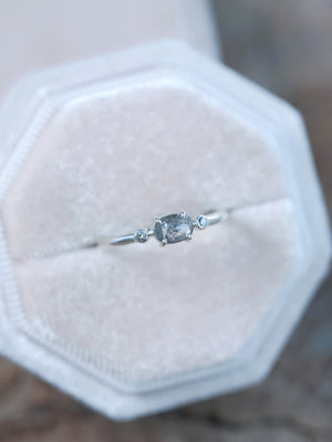 Salt and Pepper Diamond Ring in Silver - Gardens of the Sun | Ethical Jewelry