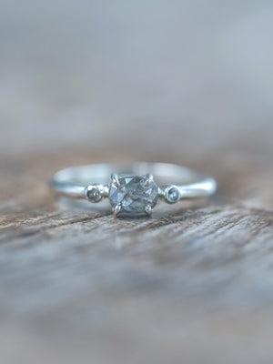 Salt and Pepper Diamond Ring in Silver - Gardens of the Sun | Ethical Jewelry