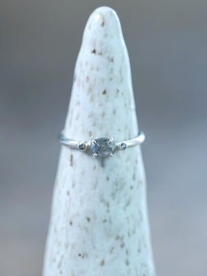 Salt and Pepper Diamond Ring in Silver - Gardens of the Sun | Ethical Jewelry