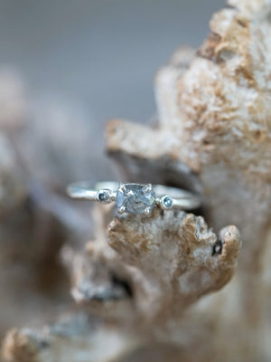 Salt and Pepper Diamond Ring in Silver - Gardens of the Sun | Ethical Jewelry