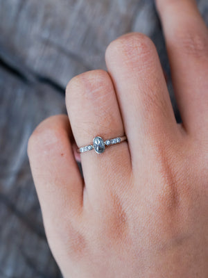 Salt and Pepper Diamond and Pearl Ring in White Gold - Ethical Jewelry | Gardens of the Sun