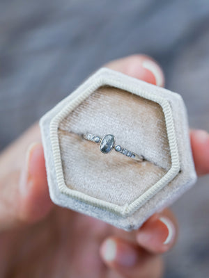 Salt and Pepper Diamond and Pearl Ring in White Gold - Ethical Jewelry | Gardens of the Sun