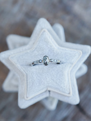 Salt and Pepper Diamond and Pearl Ring in White Gold - Ethical Jewelry | Gardens of the Sun