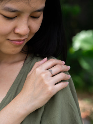 Salt and Pepper Diamond and Pearl Ring in White Gold - Size 6.5 - Gardens of the Sun | Ethical Jewelry