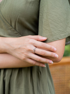 Salt and Pepper Diamond and Pearl Ring in White Gold - Size 6.5 - Gardens of the Sun | Ethical Jewelry