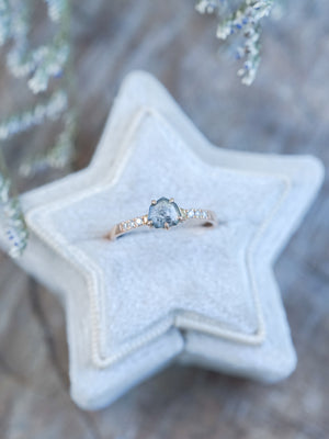 Salt and Pepper Shield Diamond Ring in Rose Gold - Ethical Wedding Ring by Gardens of the Sun | Ethical Jewelry