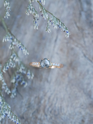 Salt and Pepper Shield Diamond Ring in Rose Gold - Ethical Wedding Ring by Gardens of the Sun | Ethical Jewelry