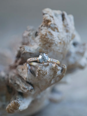 Salt and Pepper Shield Diamond Ring in Rose Gold - Ethical Wedding Ring by Gardens of the Sun | Ethical Jewelry