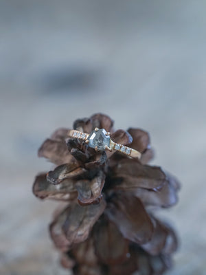 Salt and Pepper Shield Diamond Ring in Rose Gold - Ethical Wedding Ring by Gardens of the Sun | Ethical Jewelry