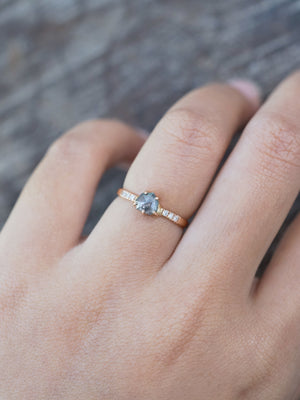 Salt and Pepper Shield Diamond Ring in Rose Gold - Ethical Wedding Ring by Gardens of the Sun | Ethical Jewelry