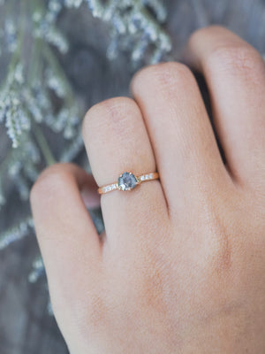 Salt and Pepper Shield Diamond Ring in Rose Gold - Ethical Wedding Ring by Gardens of the Sun | Ethical Jewelry