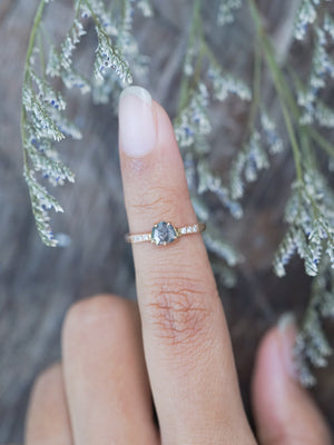 Salt and Pepper Shield Diamond Ring in Rose Gold - Ethical Wedding Ring by Gardens of the Sun | Ethical Jewelry