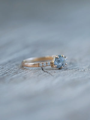 Salt and Pepper Shield Diamond Ring in Rose Gold - Ethical Wedding Ring by Gardens of the Sun | Ethical Jewelry