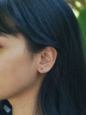 Blue Sapphire Flower Earrings