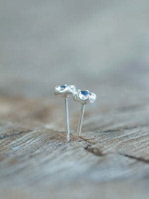 Blue Sapphire Flower Earrings