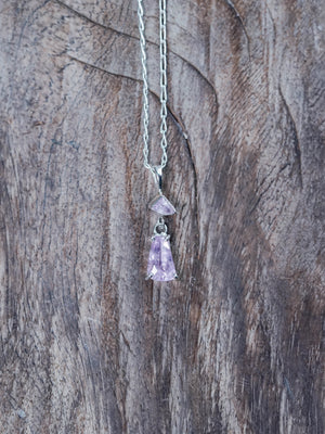 Double Purple Sapphire Necklace in Silver