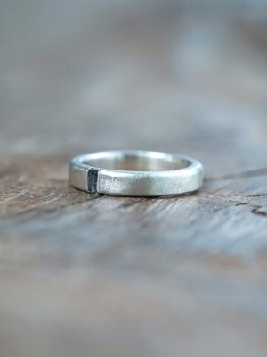 Men's Sapphire Wedding Band in Sterling Silver