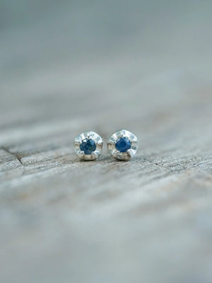 Sapphire Flower Stud Earrings