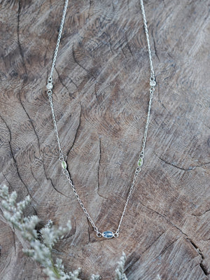 Sapphire, Peridot and Moonstone Necklace in Recycled Sterling Silver