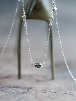 Sapphire, Peridot and Moonstone Necklace in Sterling Silver
