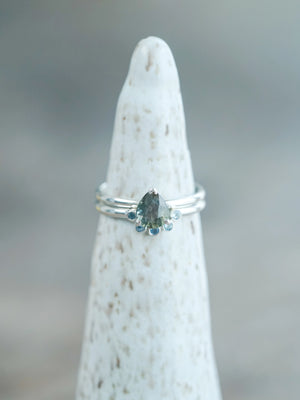 Sapphire and Aquamarine Engagement Ring Set in Recycled Sterling Silver
